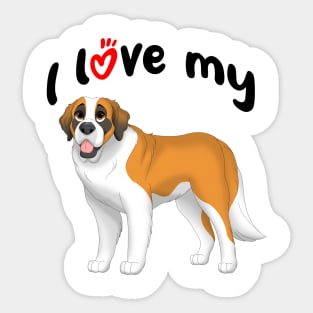 I Love My Saint Bernard Dog Sticker